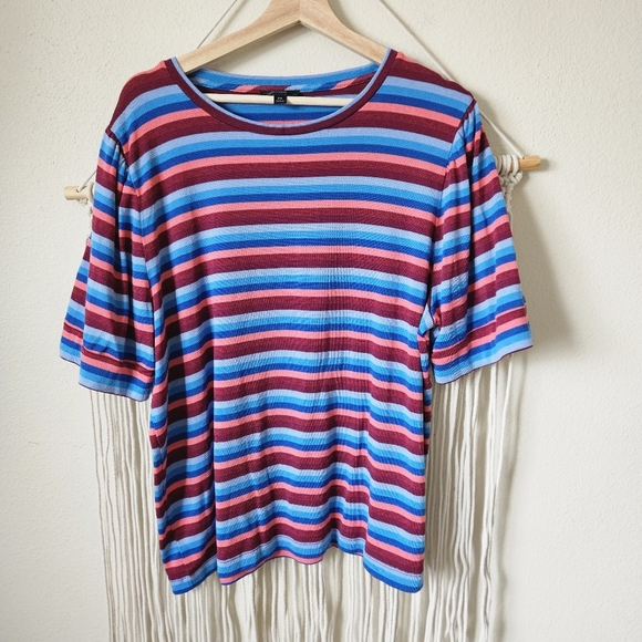 J. Crew Supercozy puff-sleeve top in stripe 2x - Picture 1 of 8